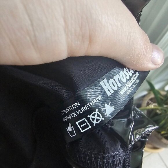 Dolls Kill Horoscopez Black PVC Rhinestone Suspender Skirt Dress Large - Picture 15 of 15